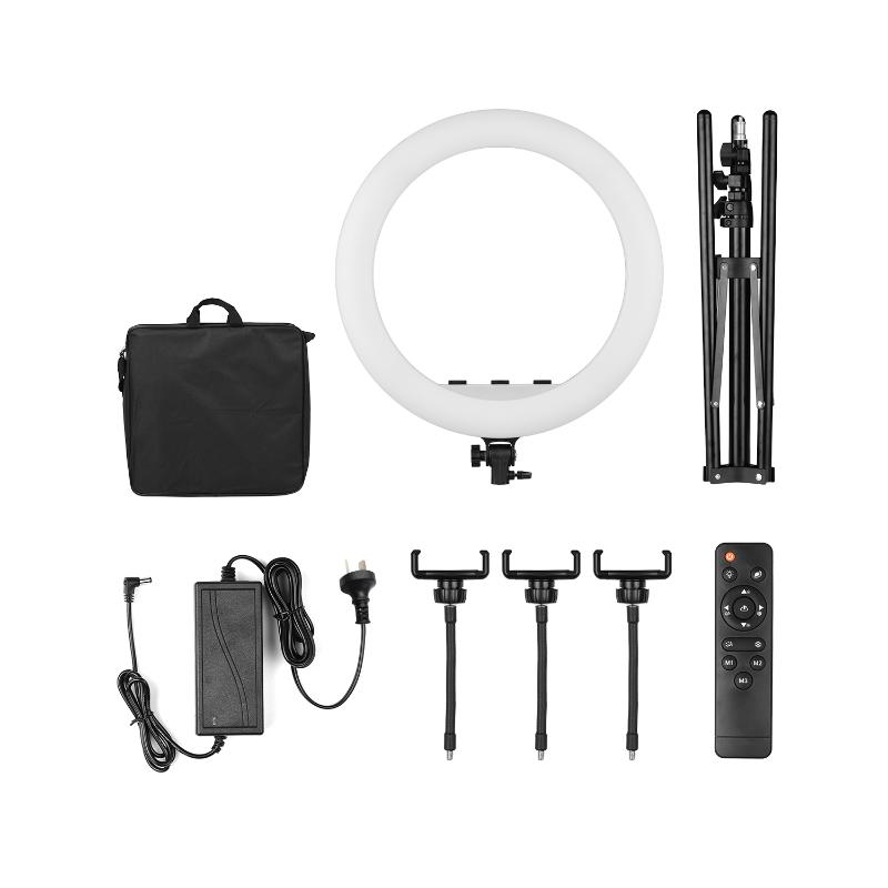 

21 Inch LED Ring Light Photography Lamp Set Stepless Dimmable 3000K-6000K with Tripod Stand Phone Holders Remote Control