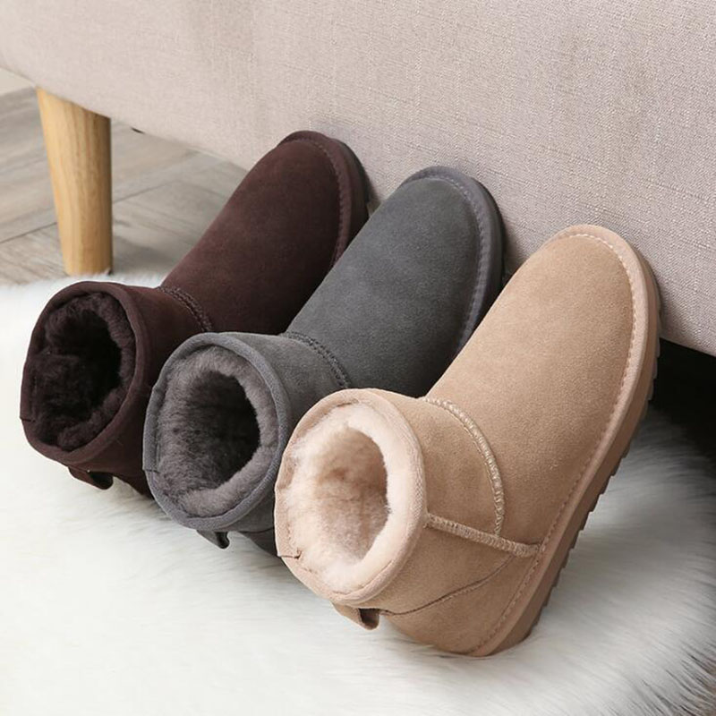 

Classic winter keep warm short Mini 58541 snow boots Brand Women popular Australia Genuine Leather Boots Fashion Women's Snow Boots, Light tan