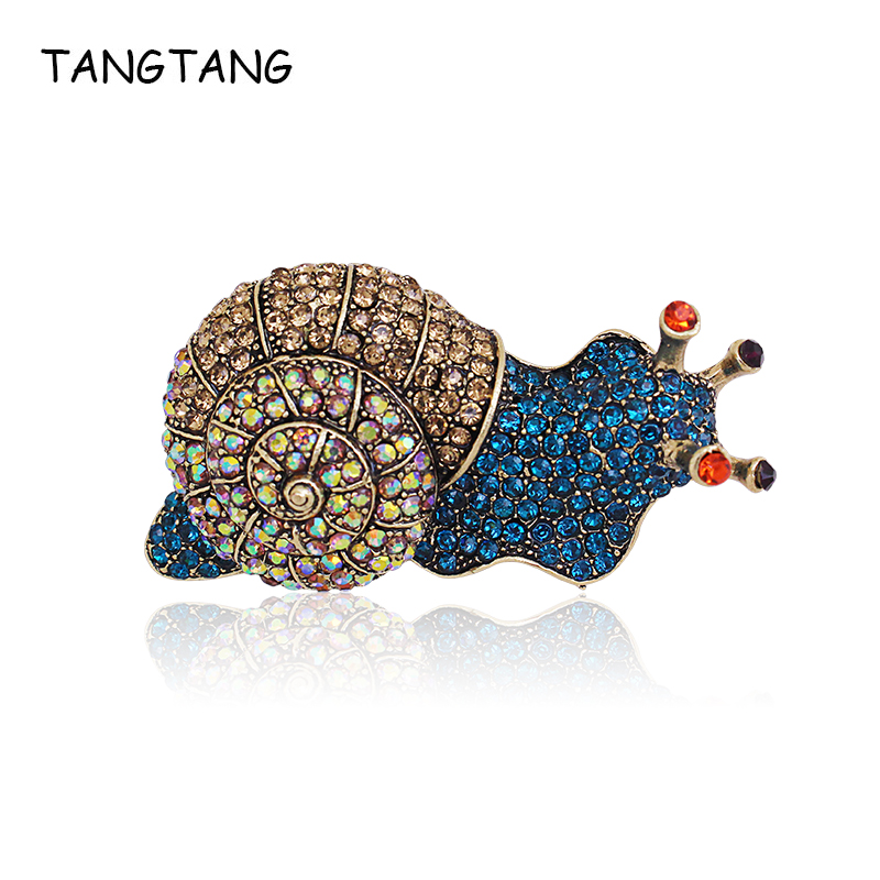 

TANGTANG Snail Brooch For Women And Men Large Snails Brooches Multi-colors Full Rhinestone Brooch Pins 8MM Jewelry Pins Fashion