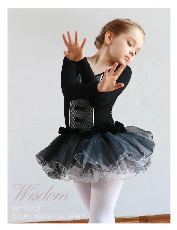 

High Quality Girls Dresses Pink Black Cotton Princess Dress Kids Child Fluffy Gymnastics Ballet Tutu Dress With Dot Skirt
