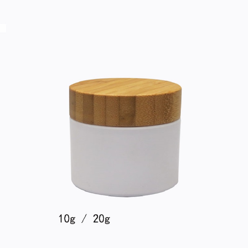 

10G 20G Cream Jar Empty White Refillable Cosmetic Container Facial Cream Packaging Plastic Jar with Bamboo Lid
