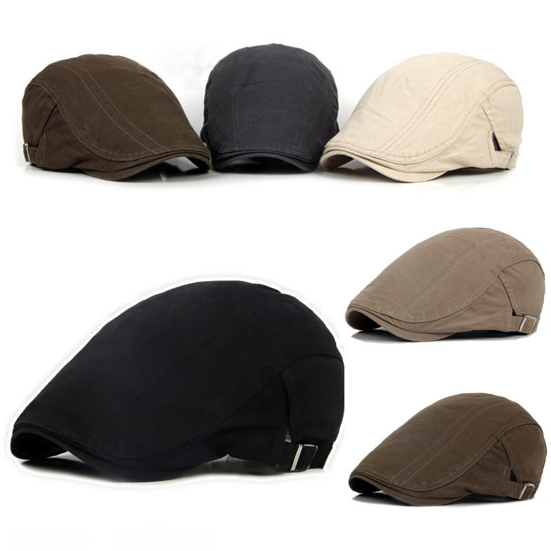 

New Men's Ivy Hat Berets Cap Golf Driving Sun Flat Cabbie Newsboy Cap-Fashion Country Peaky Blinder Style Flat Cap, Black