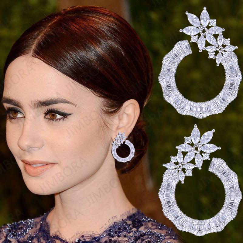 

GODKI 38mm Luxury Flower Cluster Full Mirco Cubic Zirconia Wedding Women Bridal Party Dressing Up Earring Fashion High Jewelry