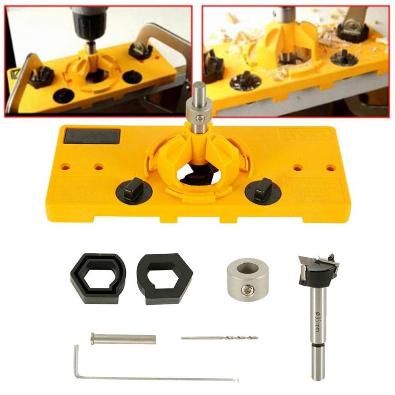 

35mm Woodworking Punch Hinge Hole Opener Locator Jig Drilling Guide Drill Bit Hole Tools Door Cabinets DIY Woodworking Tools Set