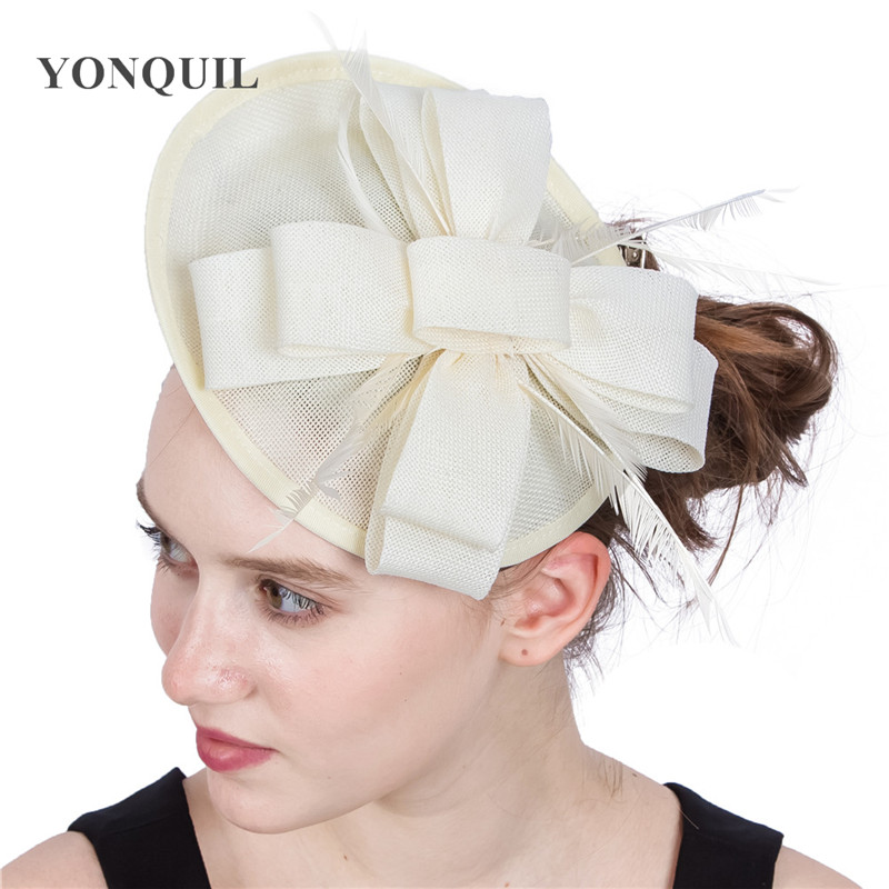 

New style 15 Colors hair bows on fascinator hats attractive fashion wedding fascinator headbands feather hats DIY hair accessories SYF214