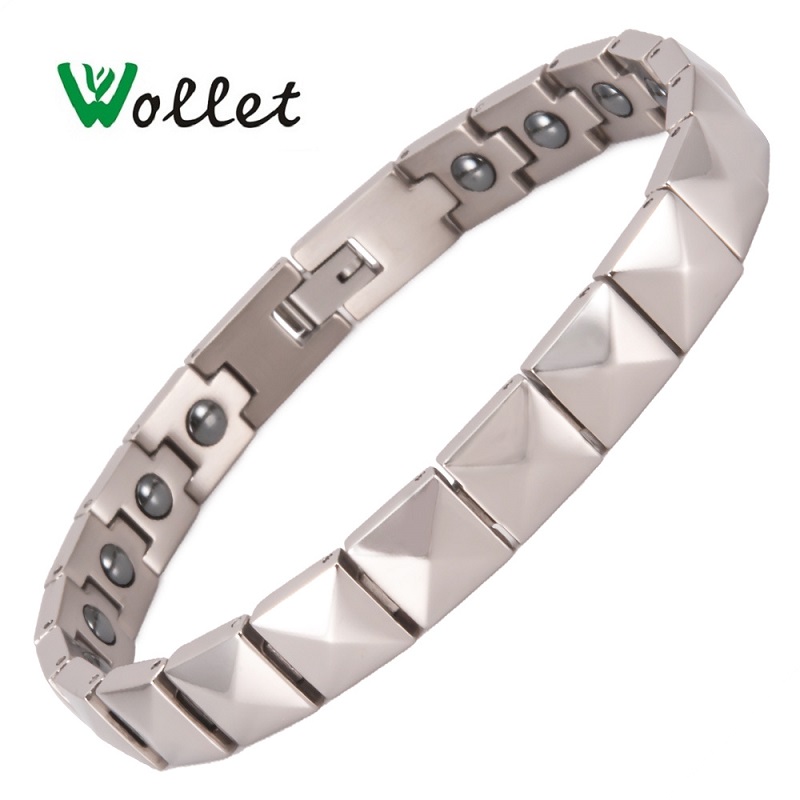

Wollet Jewelry 99.999% Germanium Hematite Pure Titanium Magnetic Bracelet for Men Women Fashion Health Care Healing Energy