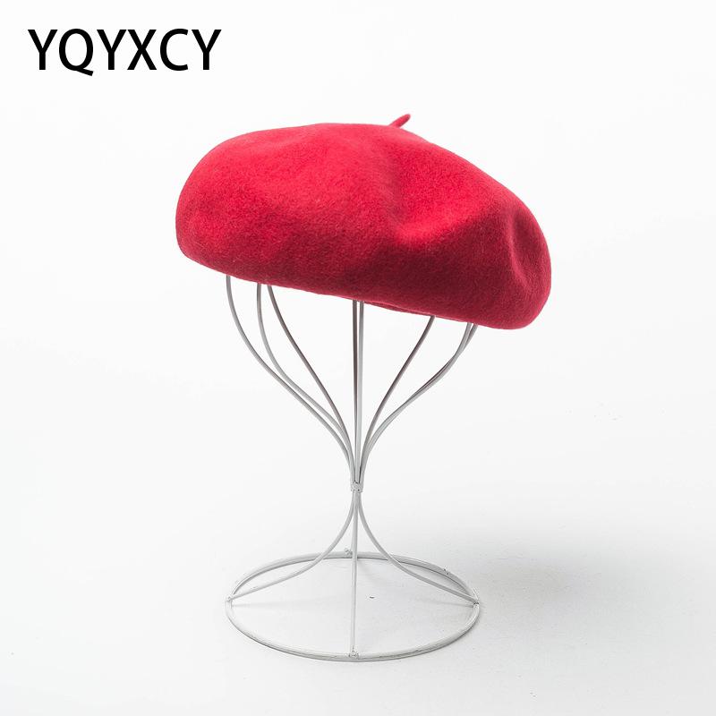 

100% Wool Beret Women Hat Soft Solid Color Autumn Winter Hats For Women Lady Vintage Bonnet Chapeau Femme Painter Cap 2020, White