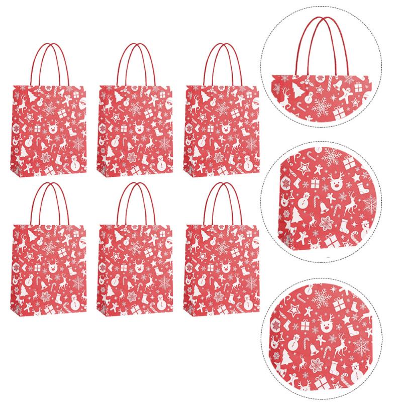 

6pcs Christmas Kraft Paper Bags Cookie Gift Bag Packing Bag for Party Decor