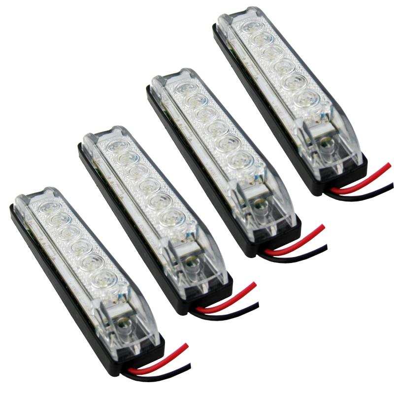 

4PCS 4inch Utility Slim Line Strip Light White RV Boat Vehicles 12V 6 LED Clear Lens