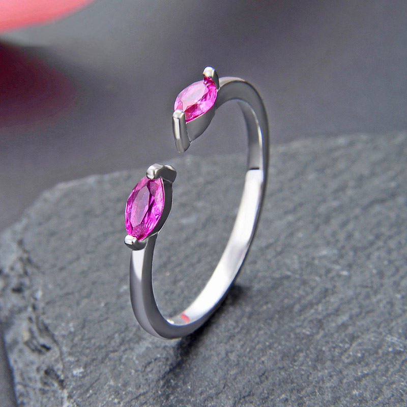 

Wedding rings Engagement 925 Sterling Silver Jewelry Rose Red CZ Crystal Rings Jewelry Fine Simple Real 925 Silver