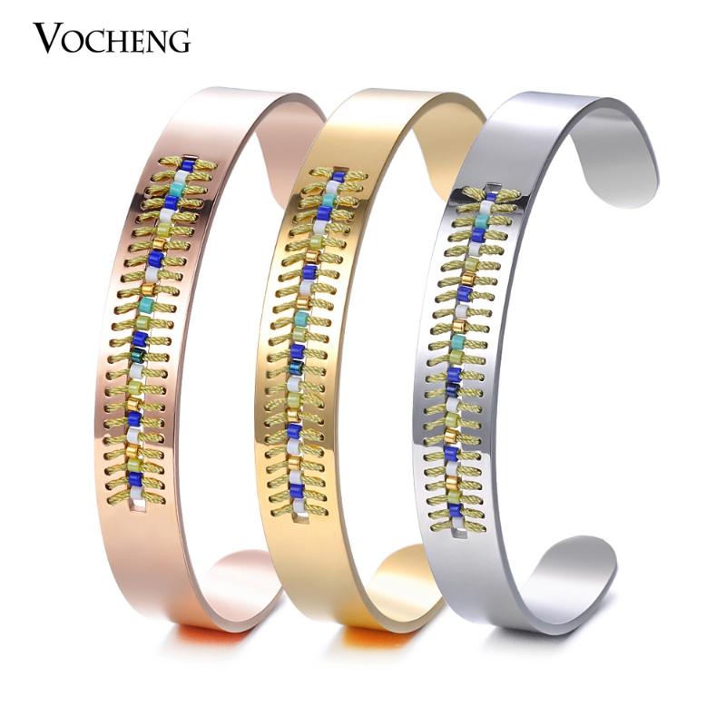 

10pcs/lot Stainless Steel Bangle Handmade Jewelry Seed Bead for Women 3 Colors M-001*10