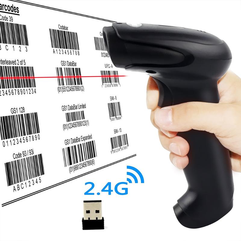 

1D Laser Handheld 2.4G Wireless USB Barcode Scanner Wireless Connections with 16MB Storage Memory