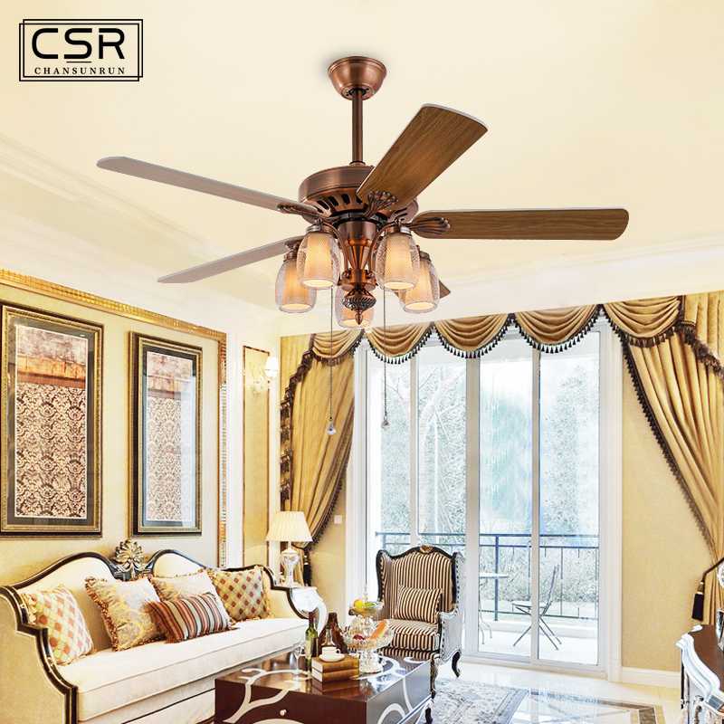 

Vintage Wooden Ceiling Fans with Light Dining Room Ceiling Pendant Fan Lamp with Remote Control 52 Inch Reverse Wind Fan Light