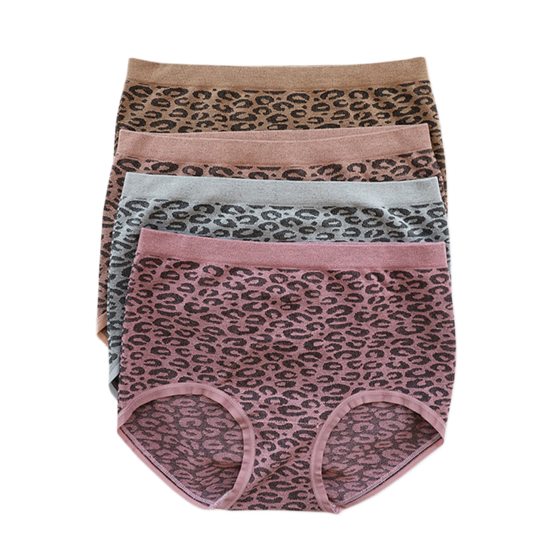 

42-75kg New sexy Leopard modal Seamless Briefs women Japanese simple Mid-rise Panties Women Traceless lingerie Underwear NSH260E, Brown