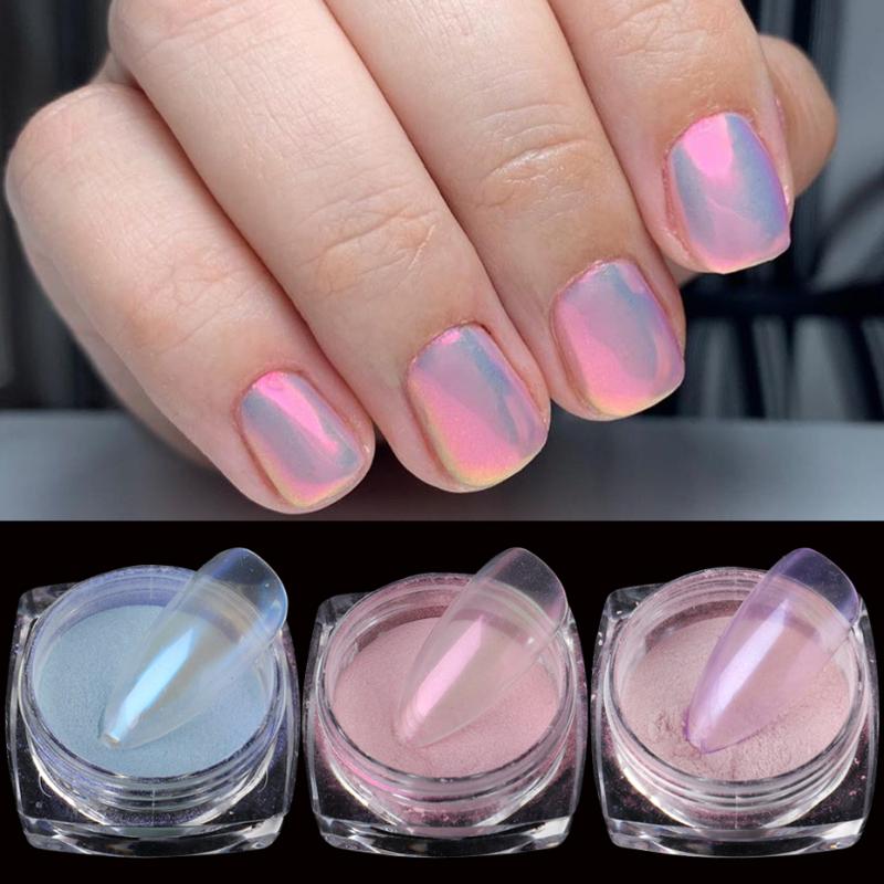 

0.5g Aurora Nail Art Glitter Transparent Holo Dipping Powder Mirror Mermaid Effect Chrome Pigment Dust DIY Nails Decor JI1786-1