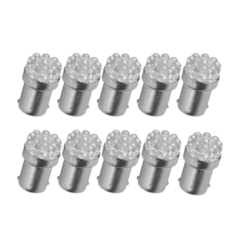 

10Pcs White 1156 BA15S 9SMD LED Brake Backup Reverse Light Bulbs, As pic