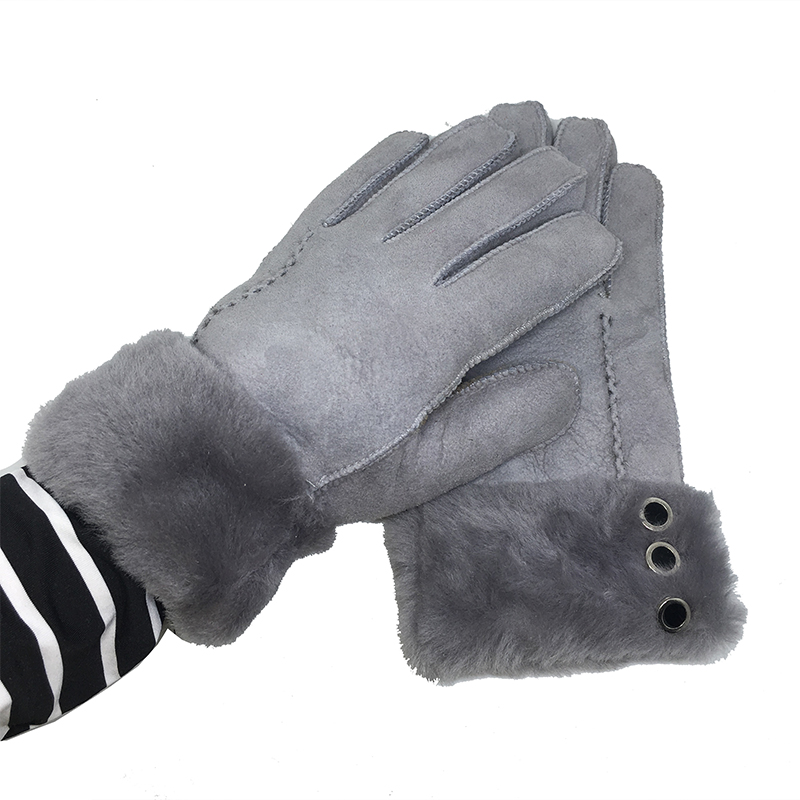 

Winter Gloves Women 100% Pure Sheepskin Real Cashmere Fur Warm Gloves Ladies Full Finger Genuine Leather mitten Gift NM5