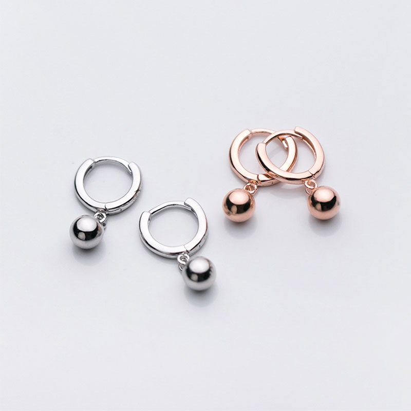 

Small Hoop Earrings 925 Sterling Silver Round Ball Earrings Circle Pendant Huggie Korean Jewelry Women Hoops Birthday Girl Gifts