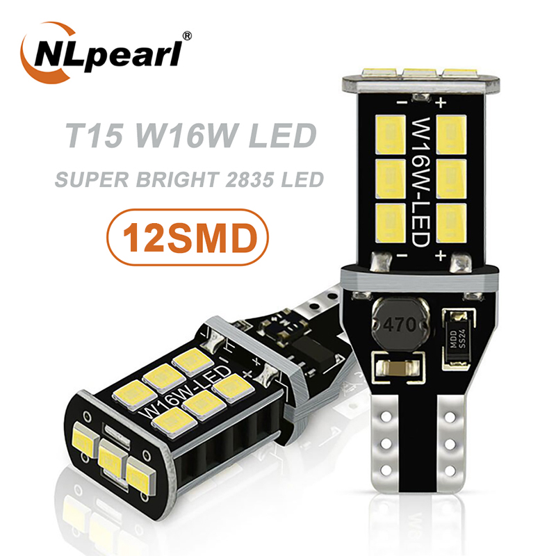 

NLpearl 2x Signal Lamp T15 W16W Led Canbus Car Bulbs 12V 2835 SMD W16W LED 921 912 Backup Light Reverse Lamp White Red Yellow, As pic