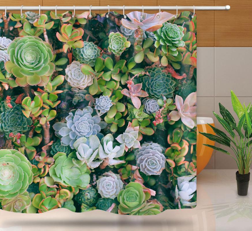 

Plant Cactus Shower Curtains Waterproof Polyester Fabric Shower Curtains Tropical Plants Bathroom Screen Curtain Home Decor