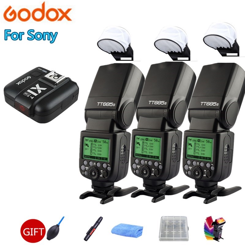 

3X Godox685S685-S 2.4GL GN60 HSS 1/8000s Camera Flash Speedlite + X1T-S Transmitter Trigger for A7SII A7RII A7III