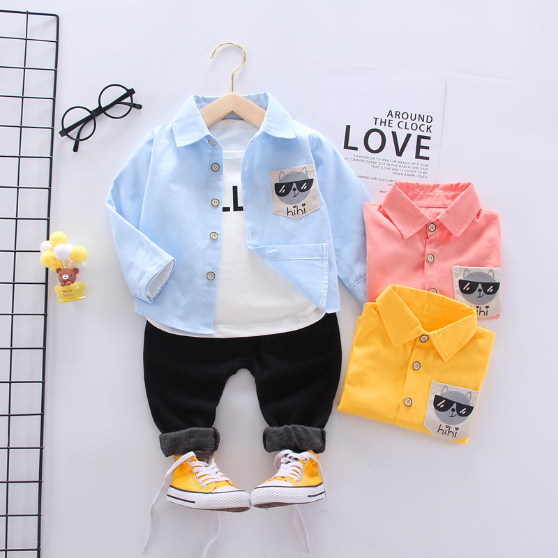

Spring Autumn Fashion Kids Boy Girl Clothes Sets Coat + Tops + Trousers Children Boys Girls Casual Cotton Clothing Suits
