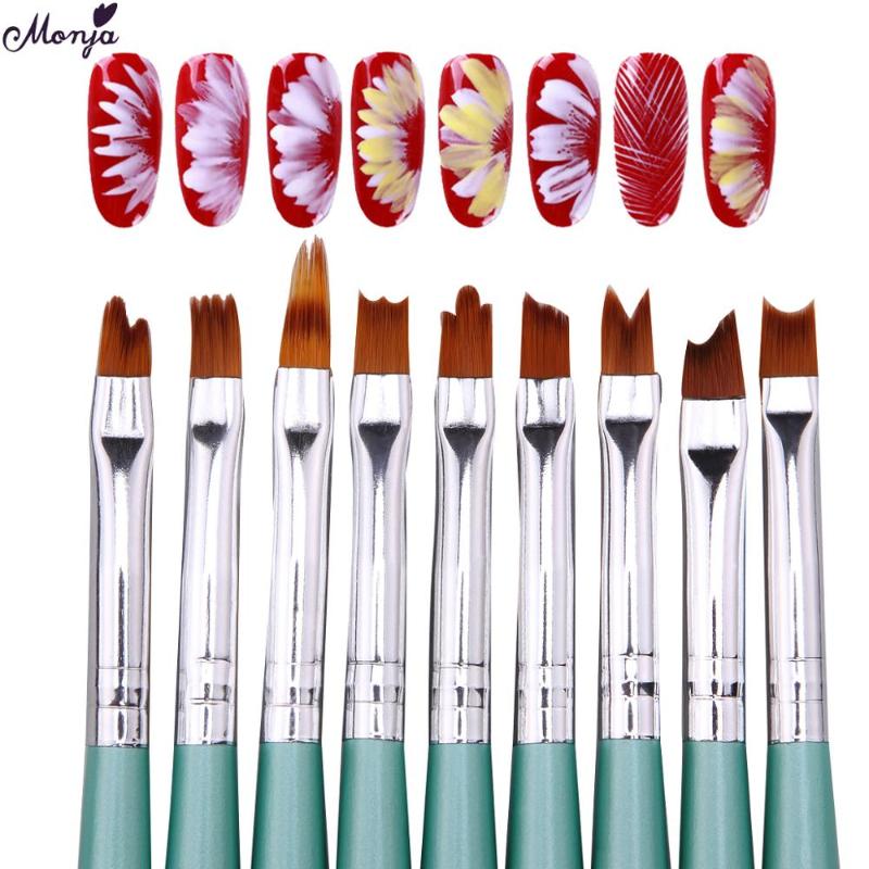 

Monja Nail Art French Smile Half Moon Shape Drawing Brushes DIY Petal Flower Gradient Painting Brush Set Manicure Tools