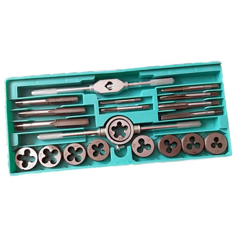 

Hand tools 20pcs high quality tap and die set metric thread tap and dies adjustable wrench1/8-1/2 3mm-12mm