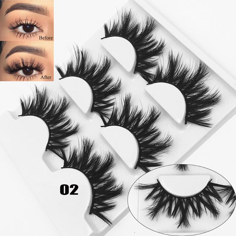 

3 Pairs 3D Mink Hair False Eyelashes Crisscross Fluffy Thick Long Mink Eyelash Handmade Lashes Extension Makeup Tools