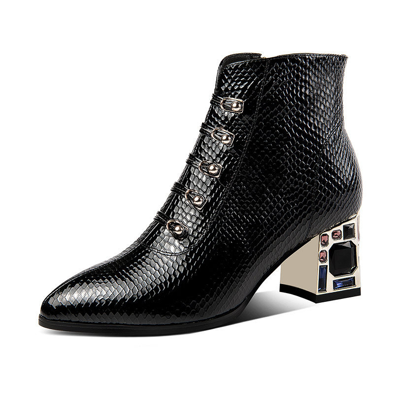 

Real Cow Leather 4cm Med Heels Boots Ladies Dress Boots Zipper Pointed Toe Ankle Autumn Winter Shoes Woman, Beige