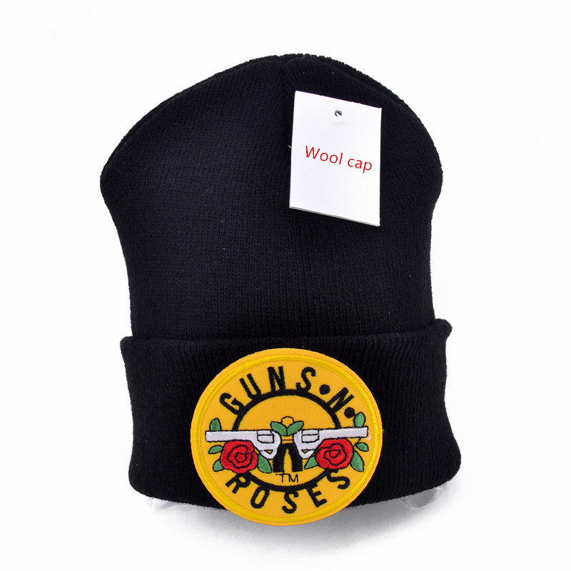 

Guns N Roses logo Wool Beanies 6 colors Knit Men Winter Hats For Men Women Beanie Warm hat Crochet hat cotton