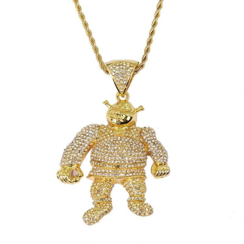 

Large Cartoon Figure Pendant Necklace Iced Hip Hop Rapper Dancer Jewelry Gift for Dropdripping
