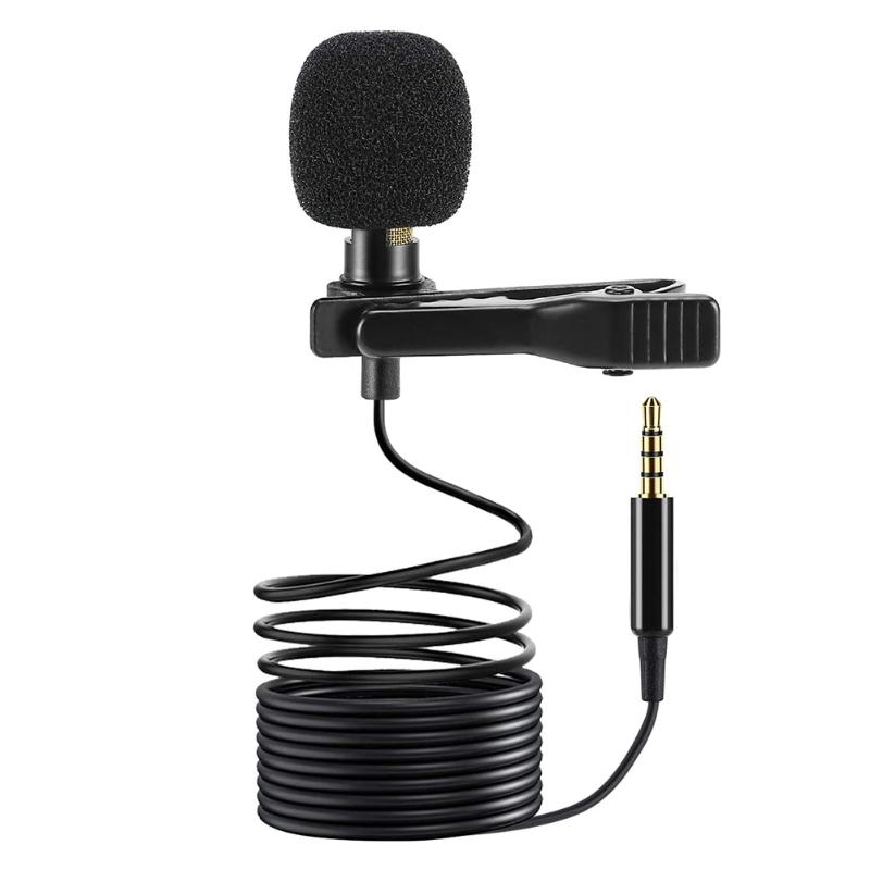 

3.5mm Jack Lavalier Microphone TRRS to TRS Adapter Lapel Tie Clip-on Mic Set Microphones USB Rechargeable Meeting