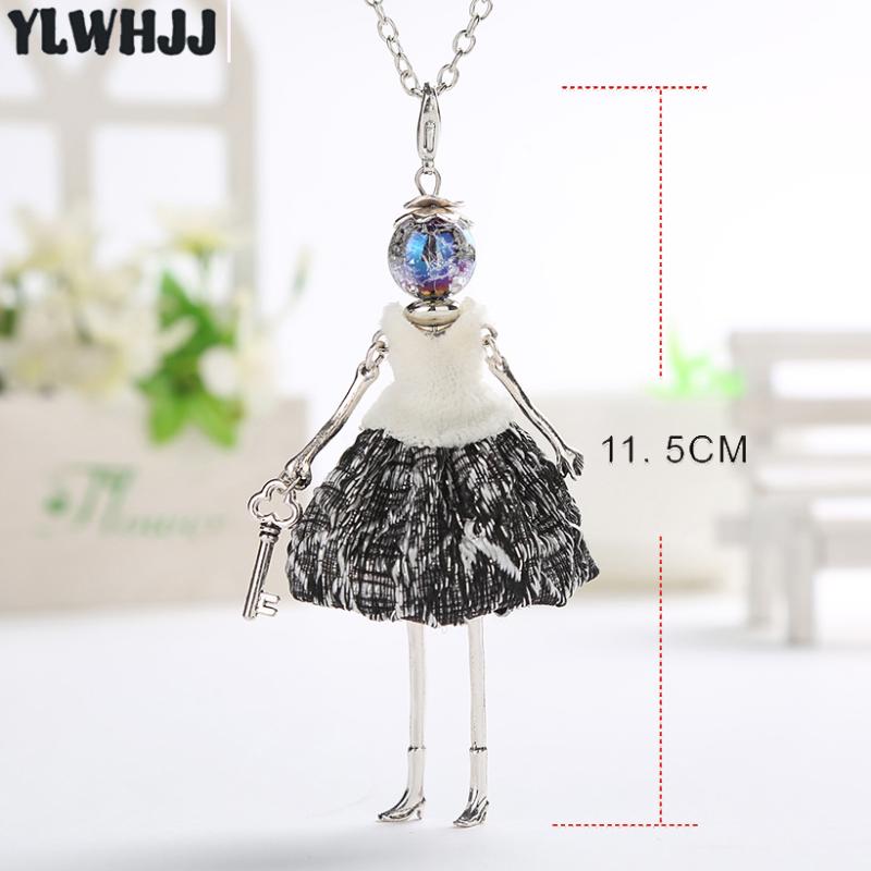 

YLWHJJ brand new women black White doll necklace & pendant girls baby handmade lovely hot fashion jewelry Statement necklace