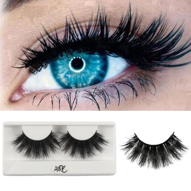 

1Pair 25mm Lashes 3D Mink Eyelashes Handmade Reusable Natural Curling Thick Eyelashes Popular False Lashes Makeup L58