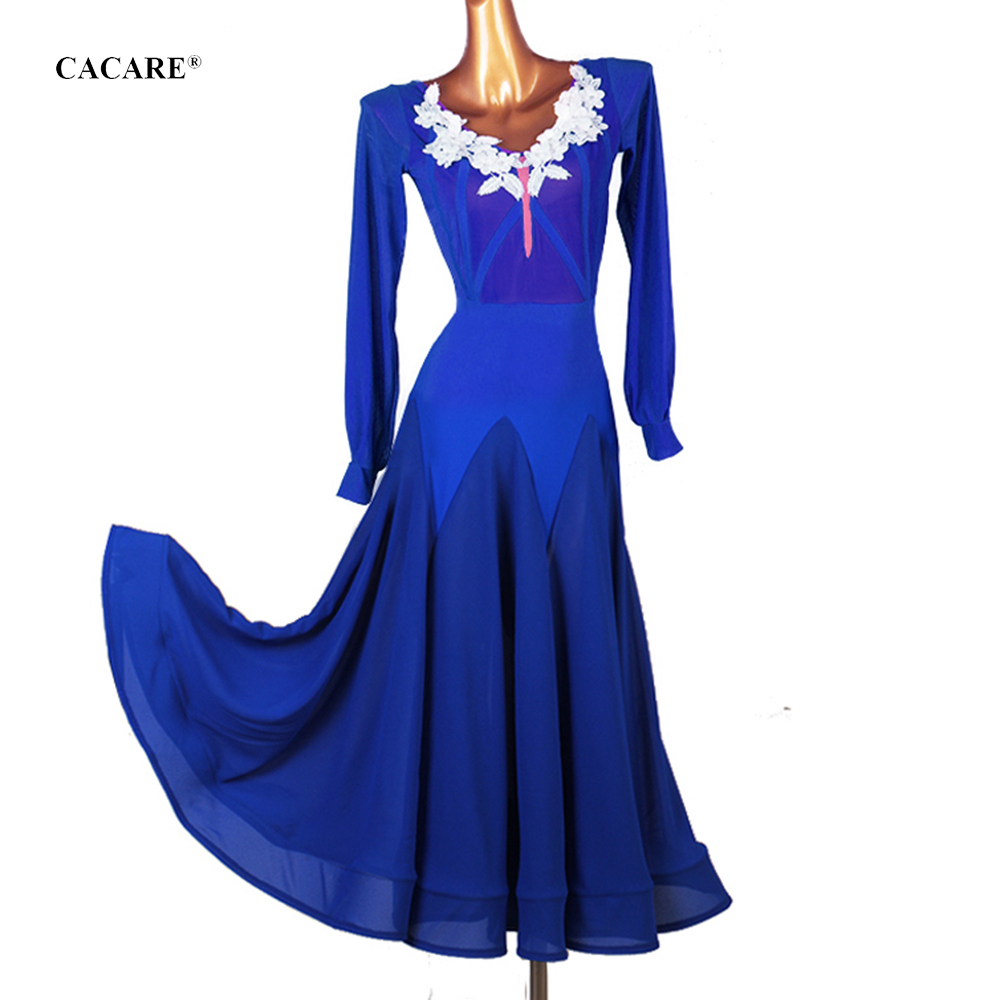 

NEW Ballroom Waltz Dress Dance Competition Dresses Standard Dance Dresses Elegant Customize D0899 Big Sheer Hem, Blue