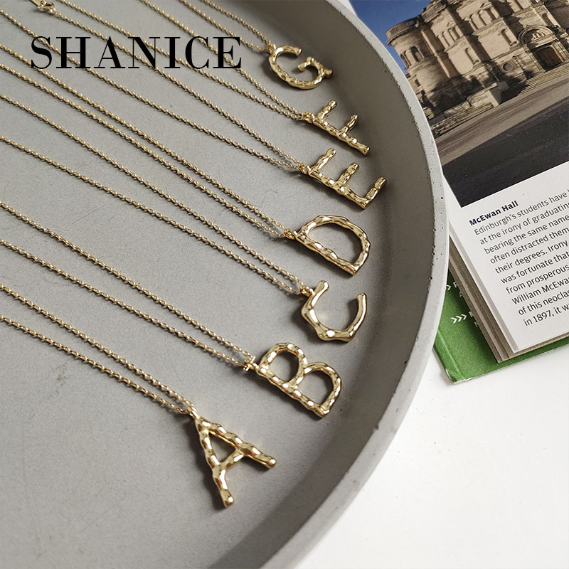 

SHANICE INS S 925 Sterling Silver Name Pendant Necklace 26 English Alphabet Cursive Nameplate Necklace Women Birthday Gift