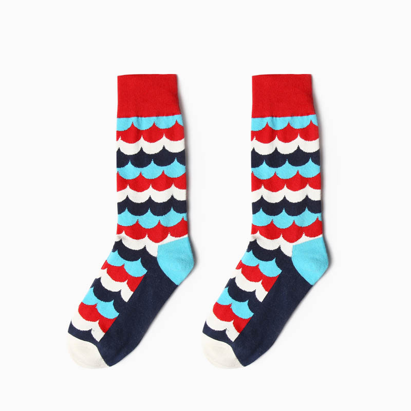 

1 Pair Fashion Colorful Socks Men Women Hit Color argyle Stripes big dot Jacquard filled optic combed Cotton Couple Sock, 01