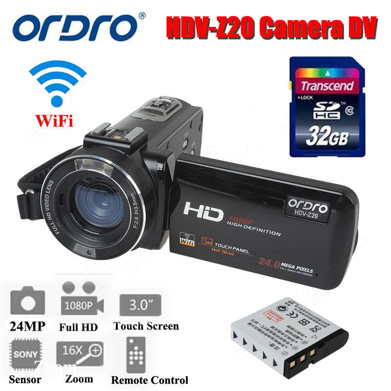 

ORDRO HDV-Z20 Digital Video Camera Camcorder 3.0" Touch Screen 1080P Full HD 16X Zoom 24MP Face Detection LED Fill-in Light DV, As pic
