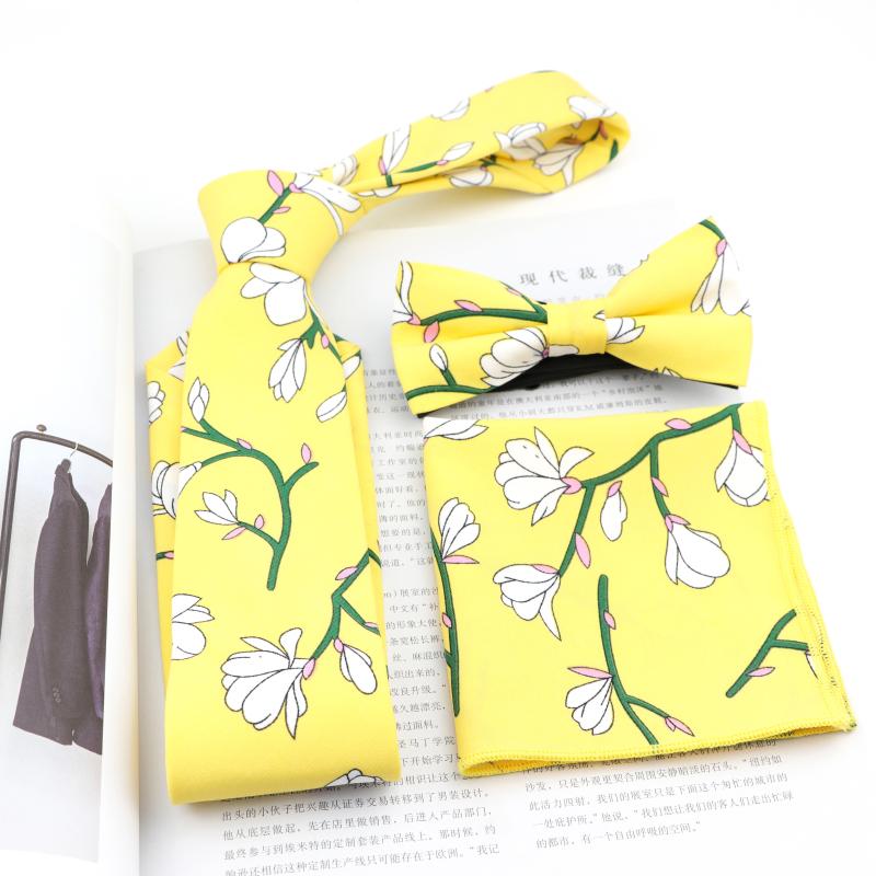 

Chiffon Flower Tie Set Mens Designer Skinny Rose Paisley Necktie Bow Tie Pocket Square Lots Ties Butterfly Handkerchief Suit