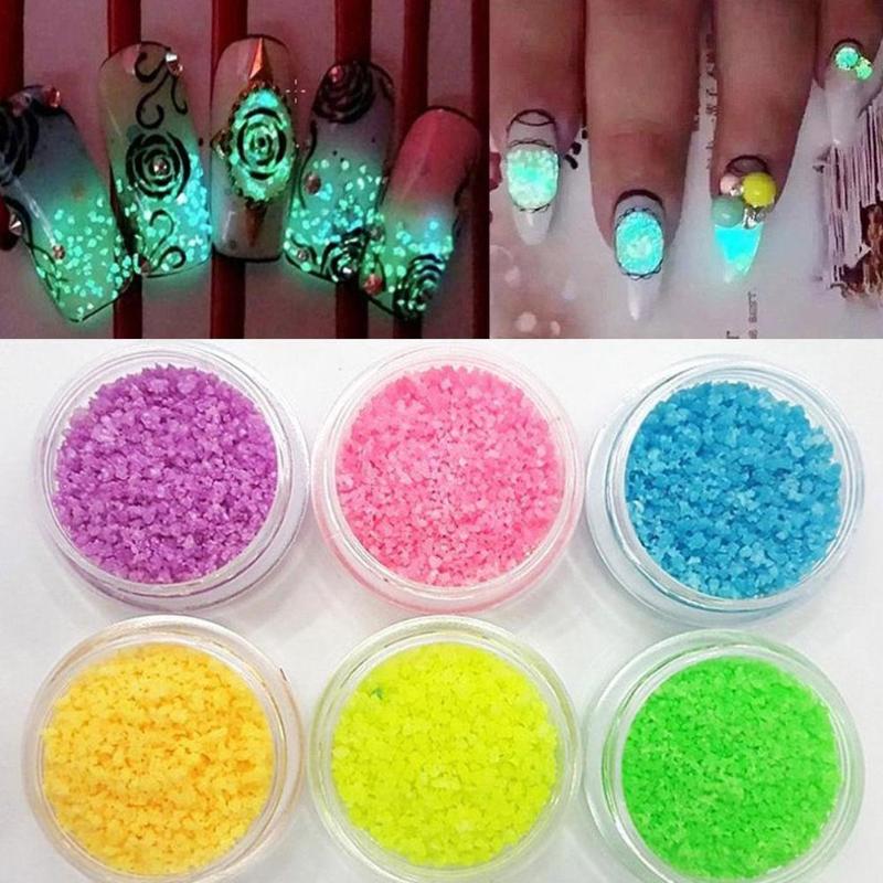 

7 Colors UV Gel Nail Art Acrylic Powder Fluorescent Glitter Manicure Luminous PigmentNail Powder Sequins Manicure Decor Luminous