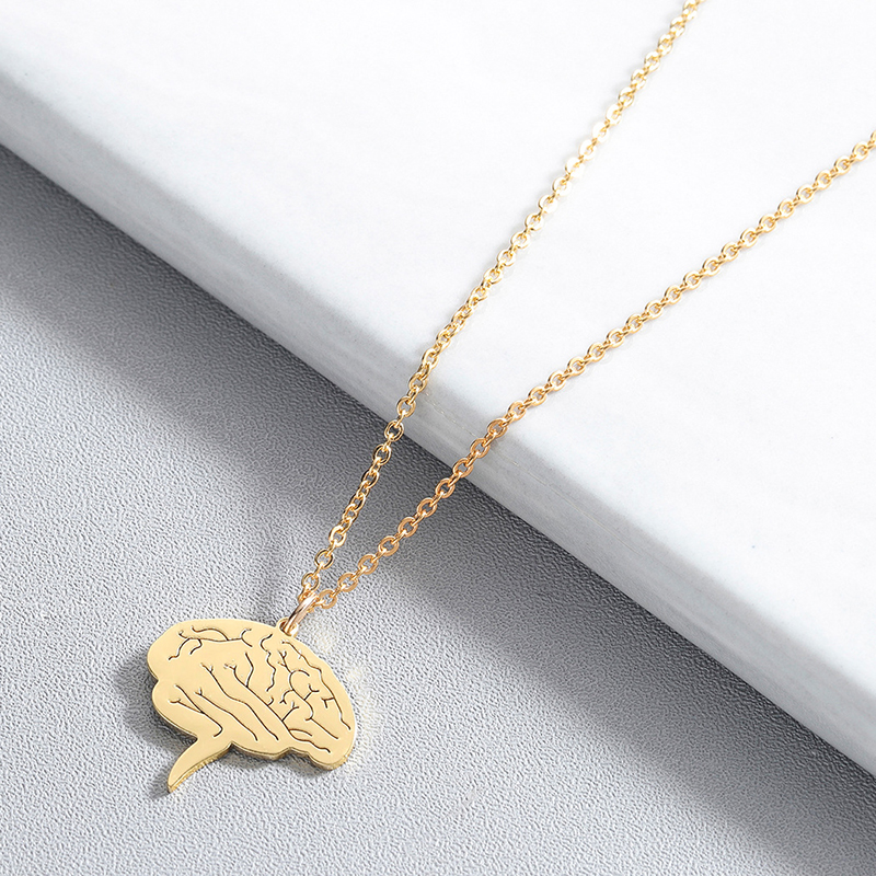 

gold necklace women stainless steel chain necklace pendant on the simple Steel brain pendant fashion rose gold jewelry