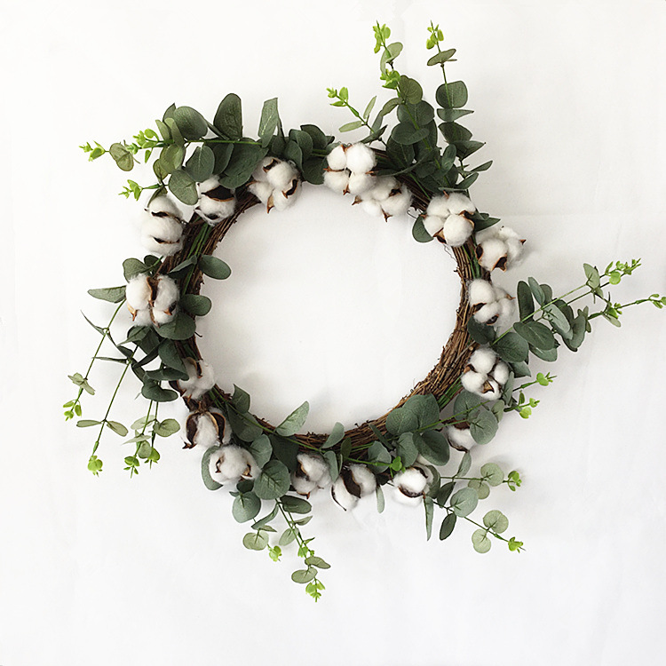 

New Cotton Wreath Christmas Halloween Lintel DecorationChristmas Decoration Portable Ornaments Wedding Gift Party Supplies, Milky white