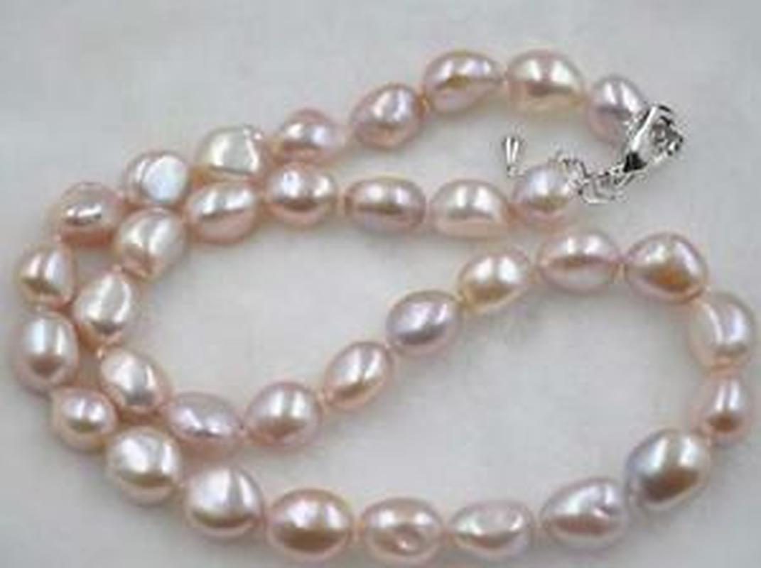 

Free shipping Baroque 9-10mm natural lavender pearl necklace