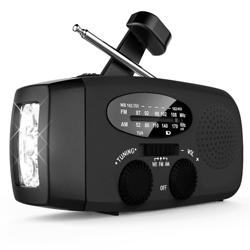 

Multifunctional Hand Radio with Led Solar Crank Dynamo Powered AM/FM/NOAA Weather Radio Outdoor Rechargeable Emergenc