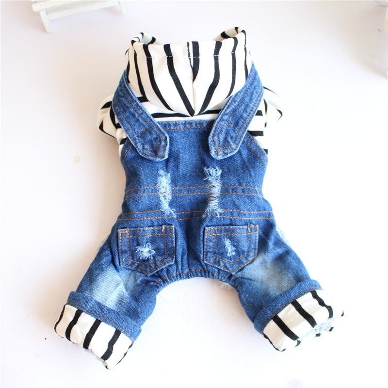 

Pet Clothes Dog Jeans Jacket Cool Blue Denim Striped Coat Autumn/winter Small Medium Dogs 6 sizes, Black