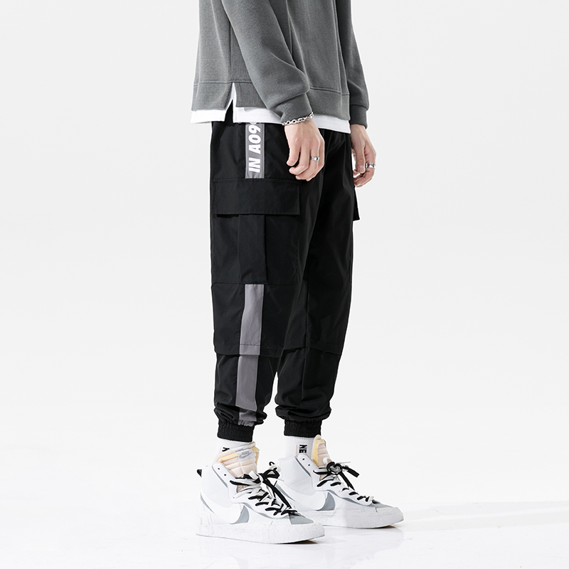 

Men Streetwear Cargo Pants 2020 Autumn Hip Hop Joggers Pants Overalls Black Fashions Baggy Pockets Trousers Male Dropshipping, Khaki