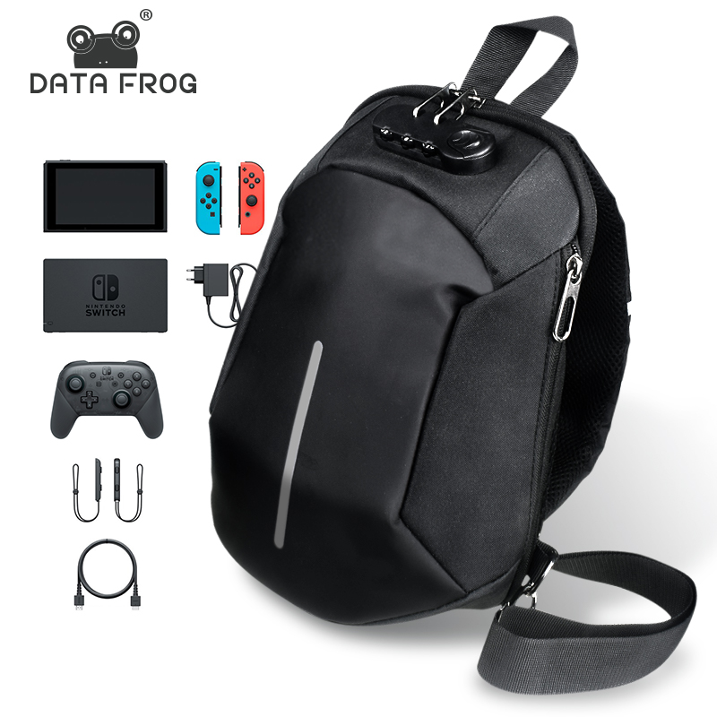 

DATA FROG Anti-theft Men Waterproof Shoulder Chest Pack for Switch Travel Crossbody Laptop Digital Gear Storage Bag