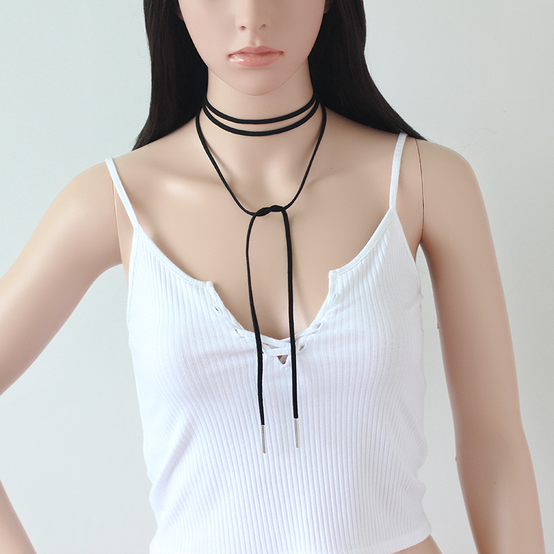 

Simple Charm long Black Velvet Tied Woman Chokers Necklace Elegant Collar wedding bar Party Jewelry neckband gift