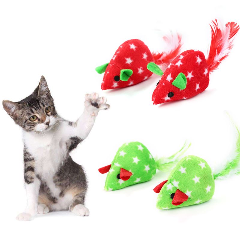 

2pcs Mice Shape Pet Cat Toys Catnip Interactive Toy Kitten Christmas Toy LX9C